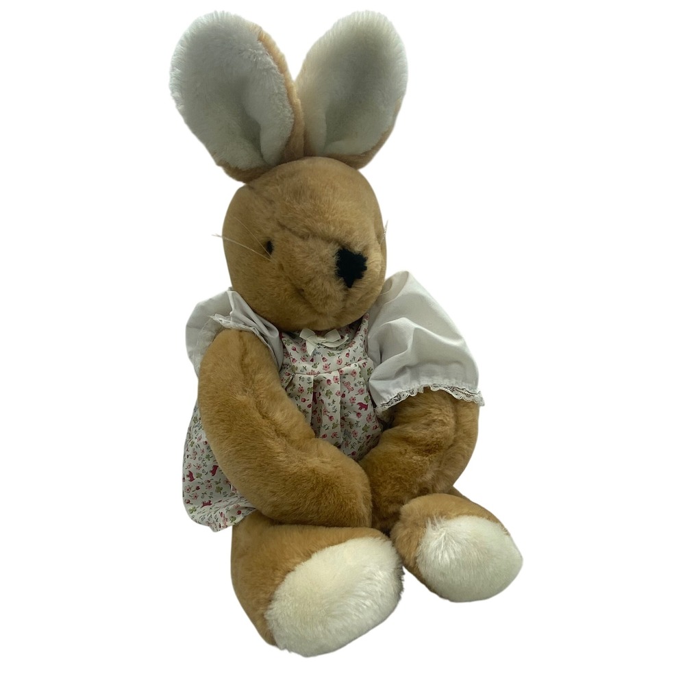 Vintage 1983 CS Int'l Inc Plush Bunny Rabbit Floral Dress‎ 22"Stuffed Toy Easter
